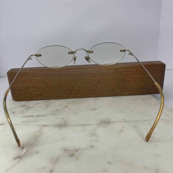 Vintage Rimless Eyeglasses Oval Retro Professor Grandma Light Academia Gold Tone - Picture 8 of 9